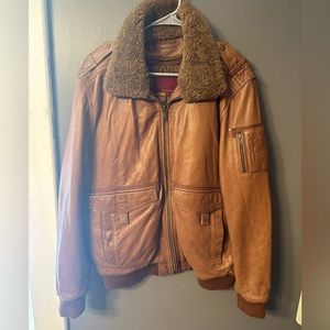 Mens Wilsons leather bomber jacket in brown